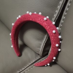 Chic Pink Pearl-Studded Headband